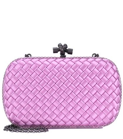 Saint Laurent Knot Snakeskin-trimmed Satin Clutch