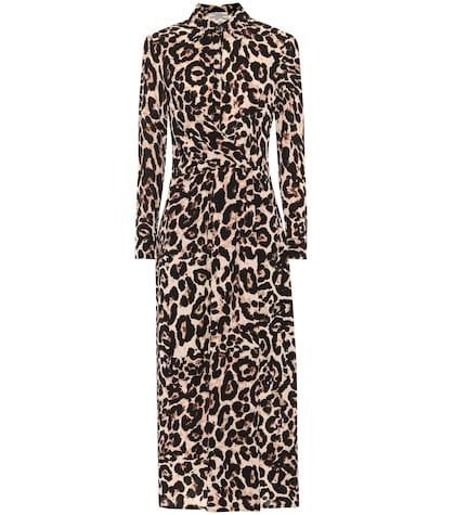 Saint Laurent Alham Leopard Midi Dress