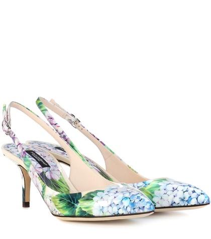 Dolce & Gabbana Floral-printed Sling-back Pumps