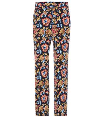 Miu Miu Floral-printed Silk Trousers