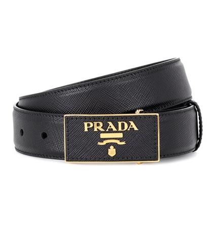 Prada Leather Logo Plaque Belt