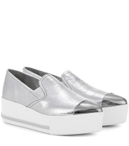Miu Miu Metallic Leather Platform Sneakers