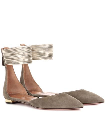 Aquazzura Hello Lover Flat Suede Ballerinas