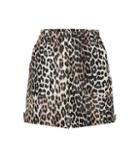 Ganni Leopard-print Linen And Silk Shorts
