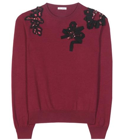 Oscar De La Renta Embellished Virgin Wool Sweater