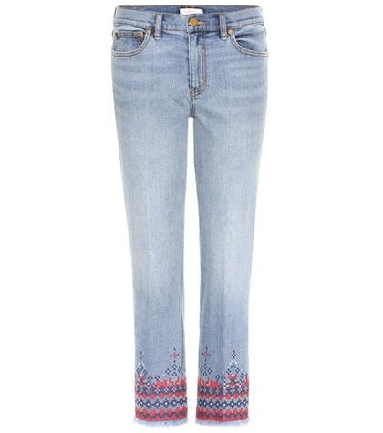 Tory Burch Myers Embroidered Cropped Jeans