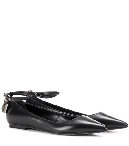 Tom Ford Padlock Leather Ballerinas