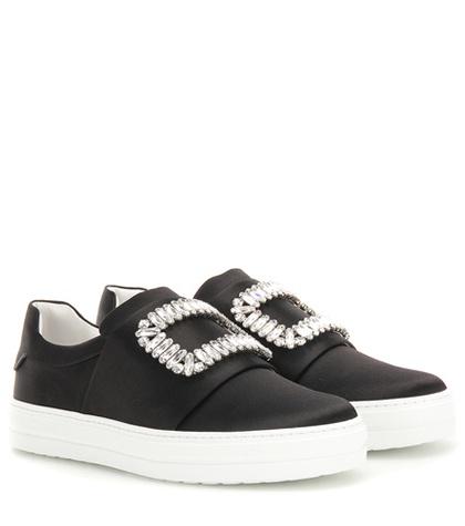 Tod's Sneaky Viv Embellished Satin Slip-on Sneakers