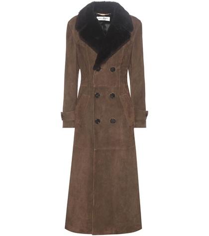 Saint Laurent Suede And Shearling Coat