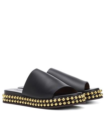 Adidas By Stella Mccartney Embellished Leather Slides