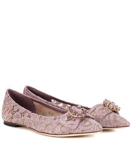 Dolce & Gabbana Embellished Lace Ballerinas