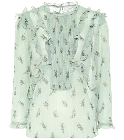 Coach Scribble Floral Jacquard Ruffle Top
