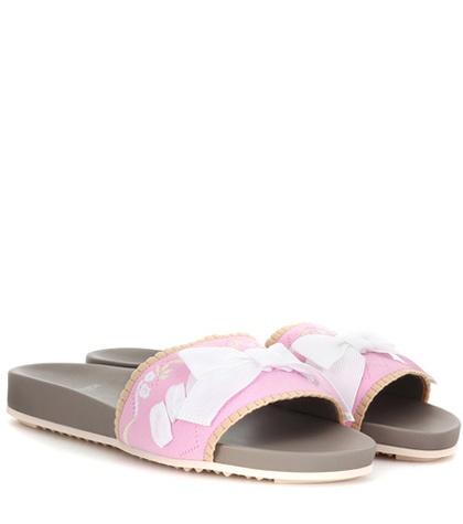 Fendi Ode Embellished Slip-on Sandals