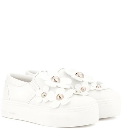 Marc Jacobs Floral-embellished Leather Sneakers