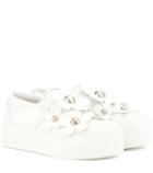 Marc Jacobs Floral-embellished Leather Sneakers