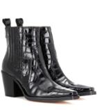 Dolce & Gabbana Dahlia Embossed Leather Ankle Boots