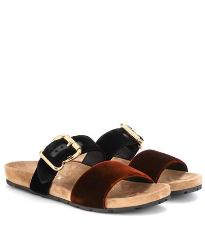 Prada Velvet Slip-on Sandals