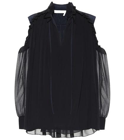 Chlo Silk Cold-shoulder Blouse