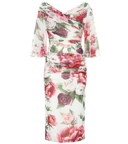 Dolce & Gabbana Floral Stretch Silk Midi Dress