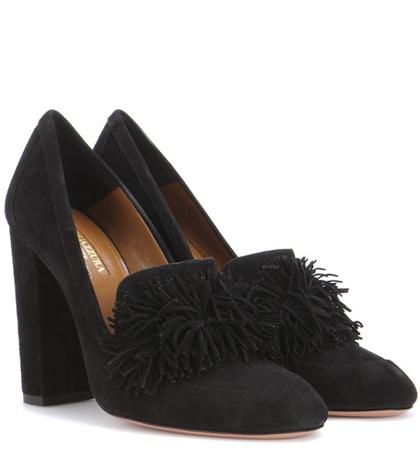 Aquazzura Wild Loafer 105 Suede Pumps
