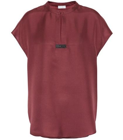 Brunello Cucinelli Silk Keyhole Top