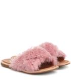 Aquazzura Joni Fur And Leather Slides