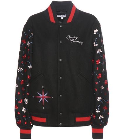 Opening Ceremony Embroidered Wool-blend Varsity Jacket