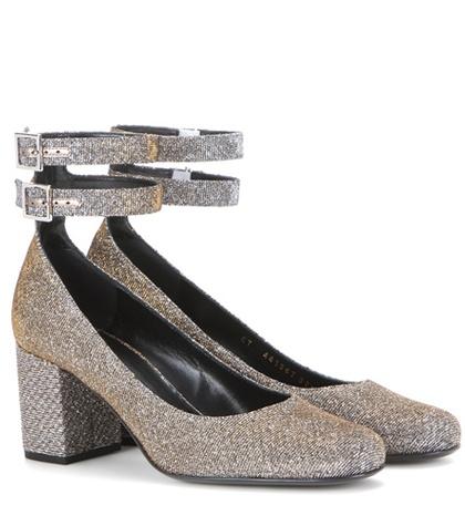 Saint Laurent Lamé Block Heel Pumps