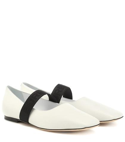 Fendi Logo Leather Ballet Flats