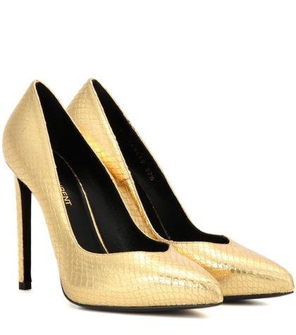 Fendi Metallic Embossed Leather Pumps