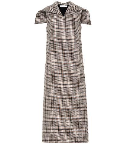 Jil Sander Checked Wool-blend Midi Dress
