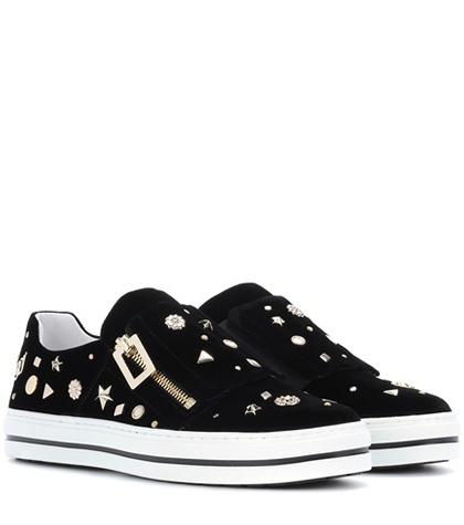 Roger Vivier Sneaky Viv Velvet Slip-on Sneakers