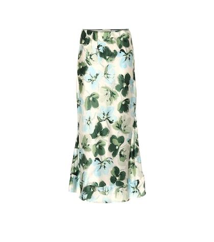 Lee Mathews Floral-printed Silk Skirt