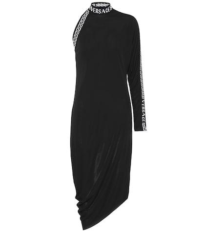 Versace Asymmetrical Stretch Jersey Dress