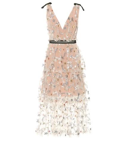 Self-portrait Metallic Floral Lace Dress