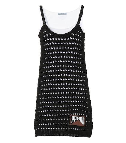Prada Cotton Crocheted Minidress