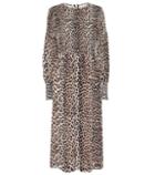 Ganni Leopard Print Georgette Midi Dress