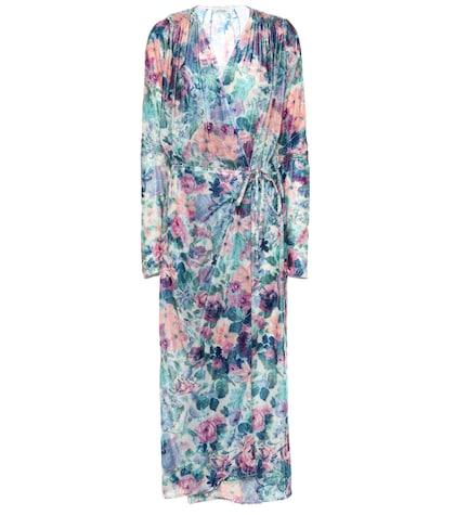 Attico Floral Velvet Wrap Dress