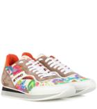 Etro Printed Leather And Suede Sneakers