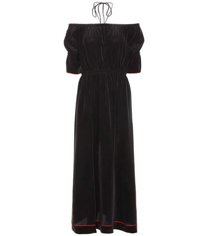 Ganni Grace Off-the-shoulder Silk Dress