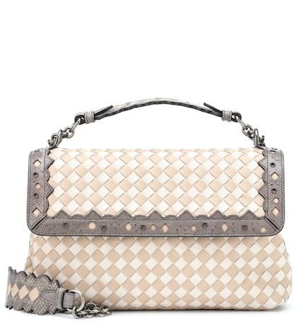 Bottega Veneta Olimpia Checker Leather Shoulder Bag