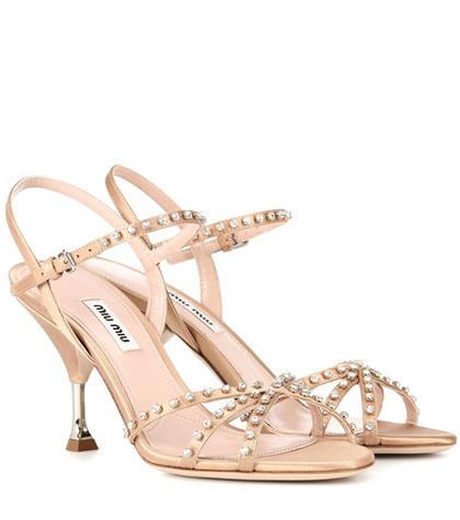 Helmut Lang Embellished Satin Sandals