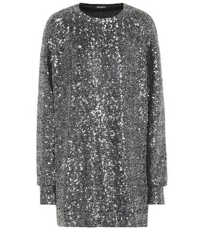 Balmain Sequinned Metallic Dress