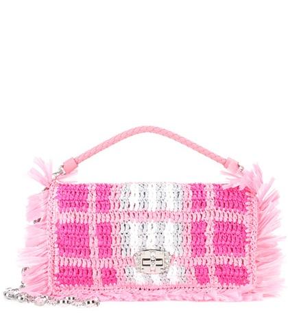 Miu Miu Crystal-embellished Raffia Shoulder Bag