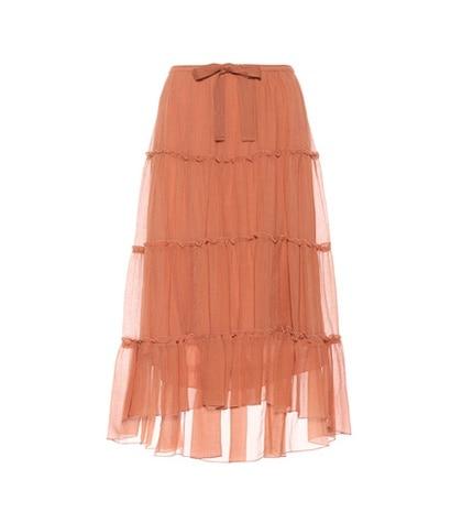 See By Chlo Tiered Cotton And Silk Skirt