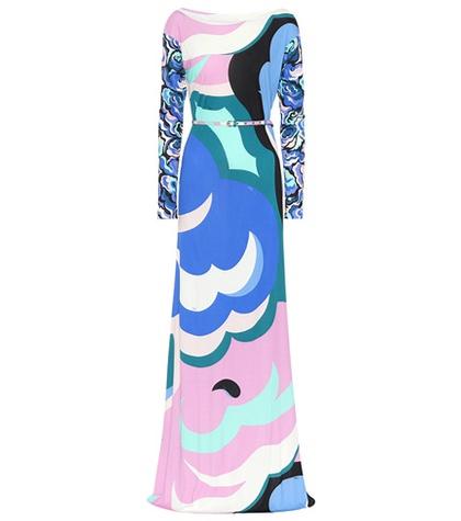 Emilio Pucci Belted Printed Maxi Dress