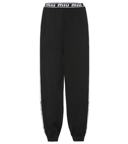 Miu Miu Sequined Cotton-blend Trackpants