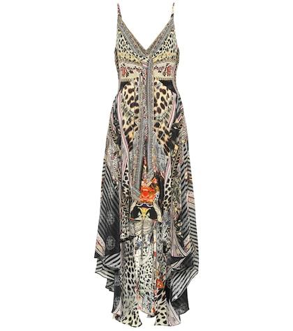 Camilla Embellished Printed Silk Midi Dress