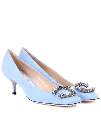 Gucci Suede Kitten-heel Pumps