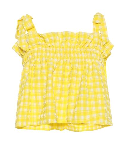 Ganni Checked Seersucker Bikini Top
